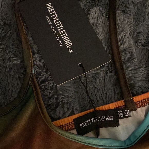 Pretty little thing Multi Abstract Print Slinky Asymmetric Strap Midaxi - Picture 4 of 6